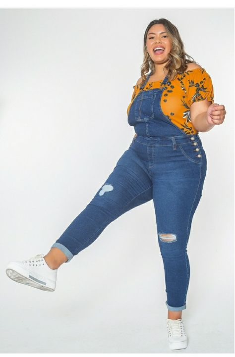 Chubby Girl Fashion, Casual Plus Size Outfits, Outfits Gorditas, Diy Clothes Refashion, Plus Size Fashion Tips, Overalls Outfit, Look Plus Size, Jeans Plus Size, Stylish Plus