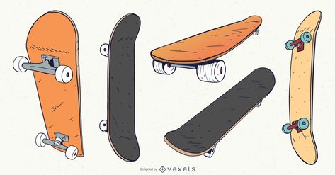 Skateboard Reference Drawing, Skateboard Character Design, Skateboard Concept Art, Skatepark Art, Skate Bord, Skateboard Ramps, Poses Anime, Cartoon Body, Object Design