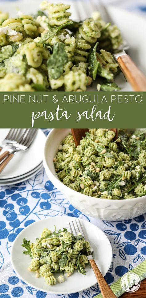 Pasta Salad Pesto, Recipe Pasta Salad, Pine Nuts Pasta, Arugula Pasta, Homemade Pesto Sauce, Pesto Salad, Spring Salad Recipes, Arugula Pesto, Pesto Pasta Salad