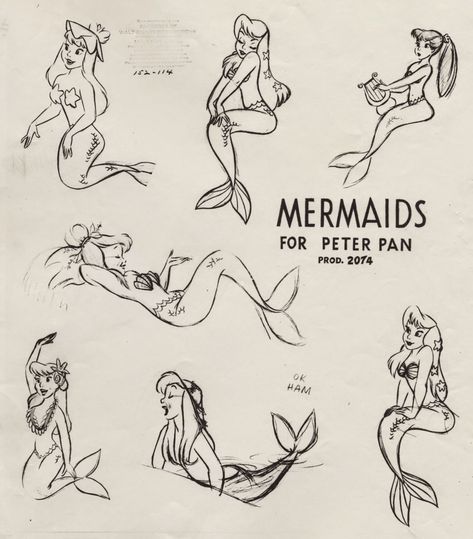 Animation art relating to the mermaids from Disney’s PETER PAN. Ariel’s slightly twisted sisters. Drawings Of Mermaids, Peter Pan Mermaids, Peter Pan Tattoo, Mermaid Sketch, Tattoo Disney, Mermaid Drawings, Geniale Tattoos, Mermaid Tattoo, Mermaid Tattoos