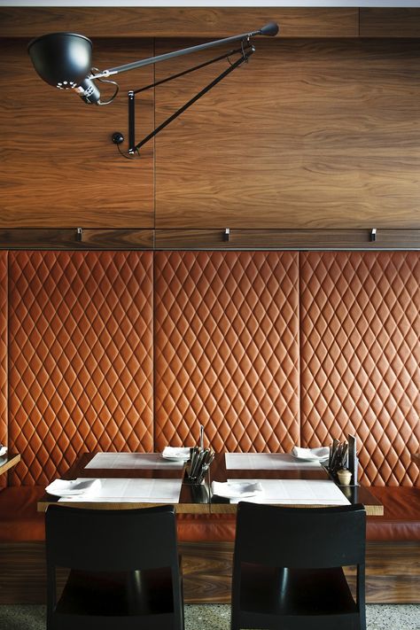 LaLola_3 Banquette Design, Leather Wall Panels, Architecture Restaurant, Restaurant Seating, Booth Seating, Leather Wall, Banquette Seating, Bar Interior, Bar Design Restaurant