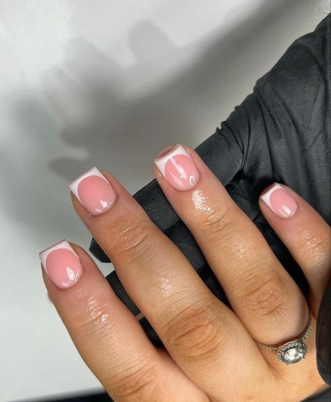 Chilac Nails Natural, Shortest Acrylic Nails, Really Short French Tip Nails, Gel Builder Nails Short, Nurse Nails Acrylic, Acrylic Overlay Nails Short Natural, Short Short Acrylic Nails, Micro Nails, French Tips Short