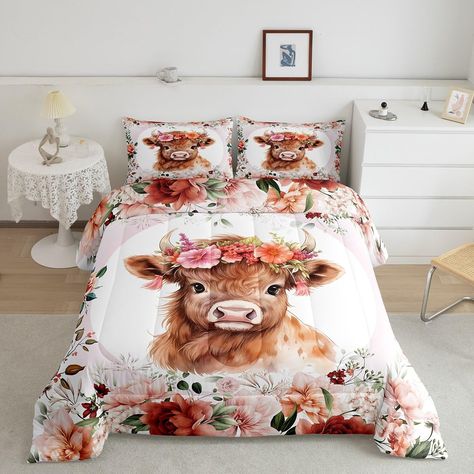 PRICES MAY VARY. Unique Designs: We use digital printing technology to create exquisite designs for our comforters; whether you're looking for modern geometric shapes, sports theme, western theme, or animal inspired designs, you will find a unique bedding set here Size: Twin size includes 1 comforter 68"x90", 1 pillowcase 20"x30"; full size includes 1 comforter 79"x90", 2 pillowcases 20"x30"; queen size includes 1 comforter 90"x90", 2 pillowcase 20"x30"; king size includes 1 comforter 104"x90", Cow Comforter, Set Room, Floral Print Bedding, Full Size Comforter, Cute Highland Cow, Unique Bedding Sets, Twin Comforter Sets, Twin Comforter, Kids Cartoon