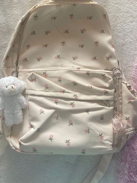 Coquette Backpack, Backpack Embroidery, Cute Backpacks For School, Cute School Bags, Stylish School Bags, School Bag Essentials, Aesthetic Backpack, Cute School Stationary, Kawaii Backpack