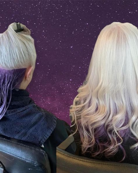 ❤️Purple shadow box underneath and we iced her natural silver hair up with an icy toner😍 so pretty❤️ #vancouverwashington #vancouverwa #shadowboxhair #beesambeauty #grayenhancing #haircolor https://beesambeauty.com/salon-guide/shadow-box-hair-color-2/ Icy Purple Hair, Natural Silver Hair, Boxed Hair Color, Purple Shadow, Vancouver Washington, Silver Hair, Purple Hair, Color 2, Up Hairstyles