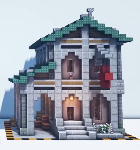 Medieval Bank Minecraft, Minecraft Bank Ideas, Minecraft Build Styles, Minecraft Building Guide, Minecraft Steampunk, Minecraft Structures, Bangunan Minecraft, Minecraft House Plans, Minecraft Modern