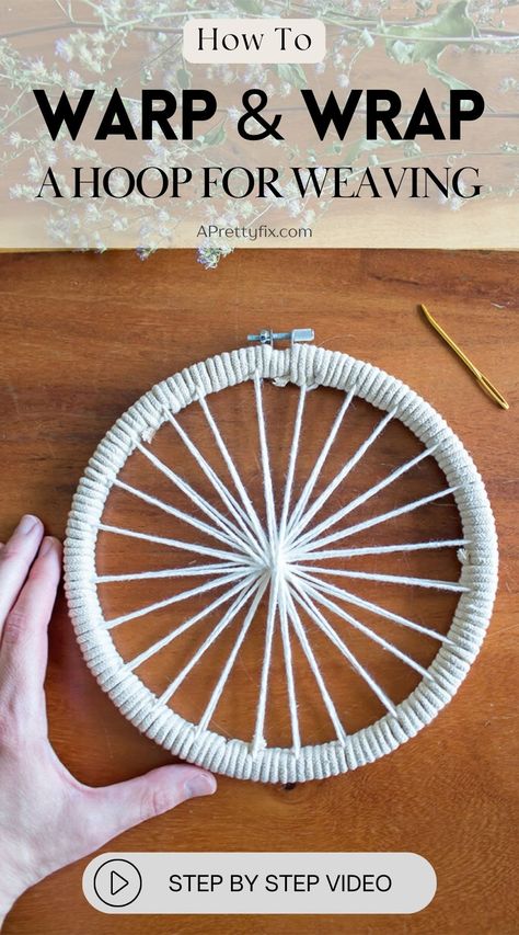 Learn how to warp and wrap a hoop for weaving in this beginner-friendly video tutorial. Includes step-by-step instructions, supplies list, and where to find circle weaving starter kits. #circleweaving #weaving #circularweaving #howtowarp #warping #diyweaving Round Weaving Tutorial, Embroidery Hoop Weaving, Circular Weaving Loom, Hoop Weaving, Rug Braiding, Circle Weaving, Yarn Tutorials, Circular Weaving, Crafting Techniques