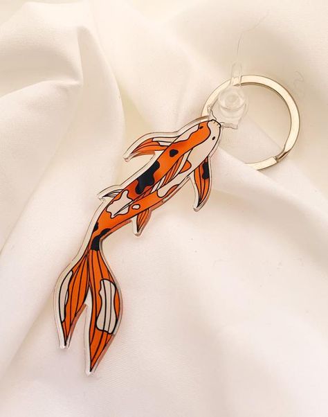 Koi Fish Keychain, Acrylic Koi Fish, Keychain Car Keys, Fish Keychain, Star Confetti, Aesthetic Life, Key Accessories, Acrylic Keychain, Car Keychain