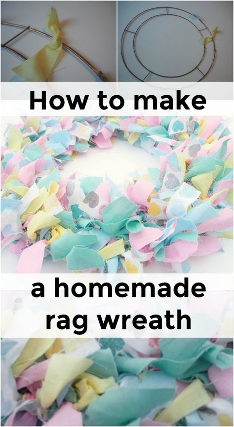 How to make a homemade rag wreath. Super cheap and super pretty! Rag Rug Wreath How To Make, Peg Rugs, Fabric Wreath Tutorial, Rag Crafts, Fabric Wreaths, Rag Wreaths, Zero Waste Christmas, Easter Crafts For Adults, Frugal Family