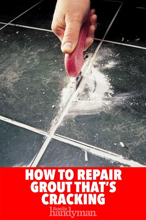 How To Fix Cracked Grout, Renovating Bathroom, Diy Grout, Grout Repair, Bathroom Grout, Floor Grout, Tile Repair, Black Grout, Diy Kitchen Projects