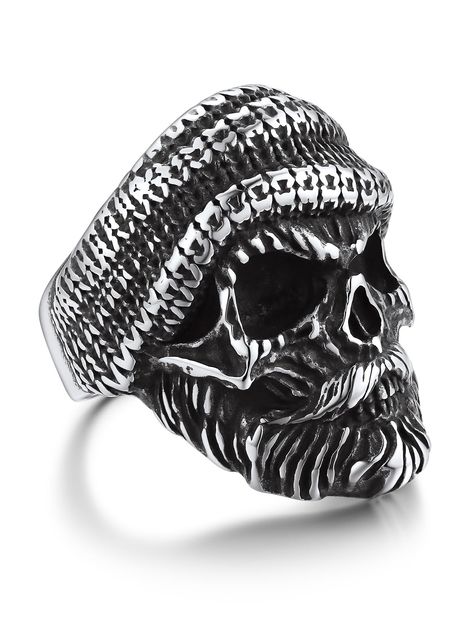 PRICES MAY VARY. 💀 Quality Material 💀: Make with 100% 316L stainless steel, high durability and stability, last color-retention, no Green Finger, smooth inner band, comfortable to wear. 💀 Inspiration 💀: A very odd image, come from the weird old man from the quiet street at Halloween. Wearing a knitted hat, His eyes are too deep to explore. 💀 Dimension 💀: Ring height: 28.8mm, thickness: 2mm, net weight: 13.8g. We offer ring sizes from US 07-US 14. 💀 Gift Packaging 💀: Comes with a Bandmax Skeleton Band, Band Rings For Men, Black Skull Ring, Old Man Fashion, Mens Skull Rings, Skull Rings, Biker Jewelry, Biker Rings, Skull Jewelry