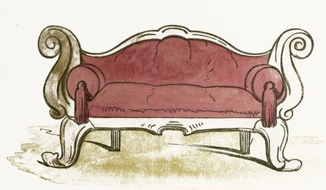 Sofa Clip Art Sofa Drawing Reference, Couch Reference, Fancy Couch, Couch Drawing, Victorian Couch, Sofa Drawing, Royal Sofa, Bulletin Journal, Chair Drawing