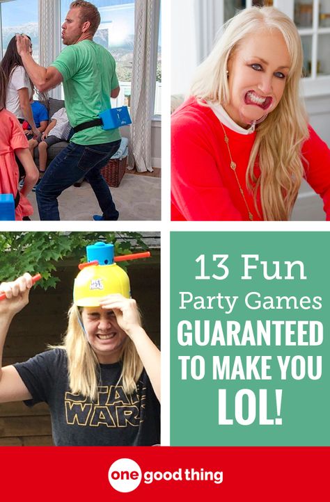 Make some hilarious, LOL-worthy memories at your next holiday party by playing one of these 13 fun and easy games that are perfect for parties! #partygames #familyfun Over The Hill Party Games, Funny Party Games For Adults Hilarious, Active Party Games, Silly Party Games, Staff Party Games, Raunchy Bachelorette Party Games, Cabin Games, Hilarious Party Games, Fun Office Games