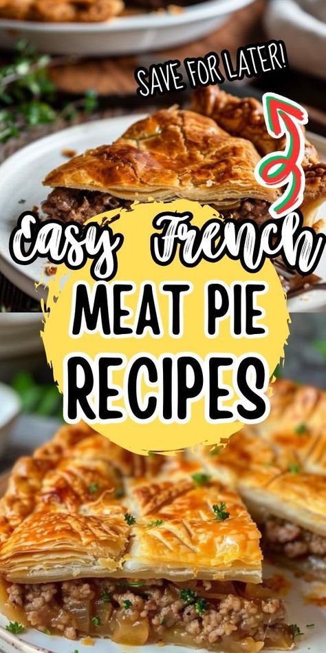 Easy French Meat Pie Recipe. Also known as 'Tourtière,' this savory dish is a beloved classic, cherished for its rich, aromatic filling encased in a flaky, golden crust. Whether enjoyed as a comforting family meal or served as the centerpiece of a festive gathering, this French Meat Pie Recipe, French Meat Pie, French Meat, Meat Pie Recipe, Flaky Pastry, Meat Pie, Stir Fries, Dinner Idea, Family Meal