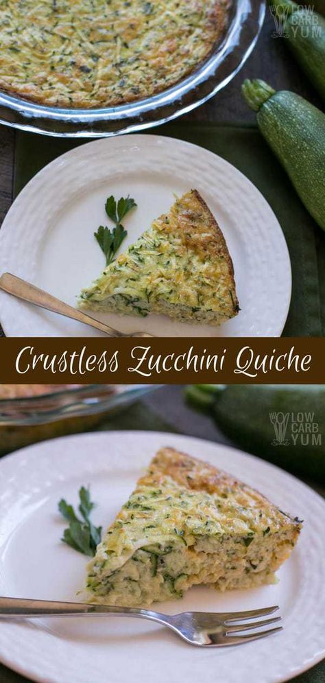 This easy zucchini quiche with no crust only takes 10 minutes of prep time and only has 6 grams net carbs. In an hour tops, it'll be ready and hot! Airfryer Pies, Quiche Zucchini, Crustless Zucchini Quiche, Zucchini Quiche Recipes, Quiche Recipes Healthy, Zucchini Crust, Zucchini Quiche, Zucchini Pie, Meatless Meal