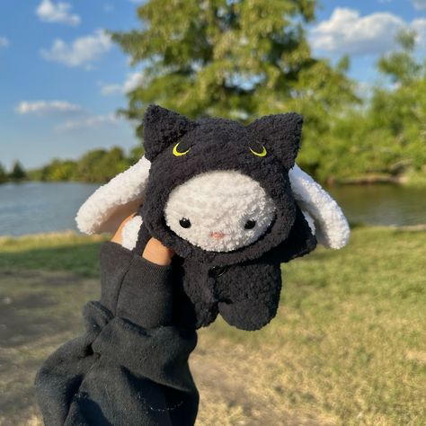 black kitty onesie bunny 🐈‍⬛ onesie bunny pattern by me ☁️ plushie available on my etsy 🫧 #crochet #amigurumi #crochetbunny #crochetcat #crochetplushie #crochetpattern Black Amigurumi, Knitted Bunny, Bunny Amigurumi, Bunny Onesie, Bunny Crochet, Cute Journals, Crochet Amigurumi Free Patterns, Crochet Amigurumi Free, Cat Costumes