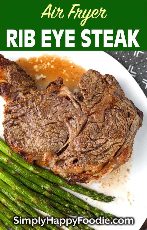 Rib Eye Steak Recipes Oven, Steak In The Air Fryer, Oven Asparagus, Air Fry Steak, Recipe Asparagus, Ribeye Steak Recipes, Air Fryer Steak, Rib Steak, Asparagus Recipes