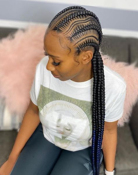 46 Best Braided Hairstyles For Black Women In 2020 - Lily Fashion Style Stitch Braids Hairstyles, Straight Back Braids, Feed In Braids Hairstyles, Faux Locs Hairstyles, Stitch Braids, Braided Cornrow Hairstyles, Quick Braided Hairstyles, Feed In Braid, Cool Braid Hairstyles