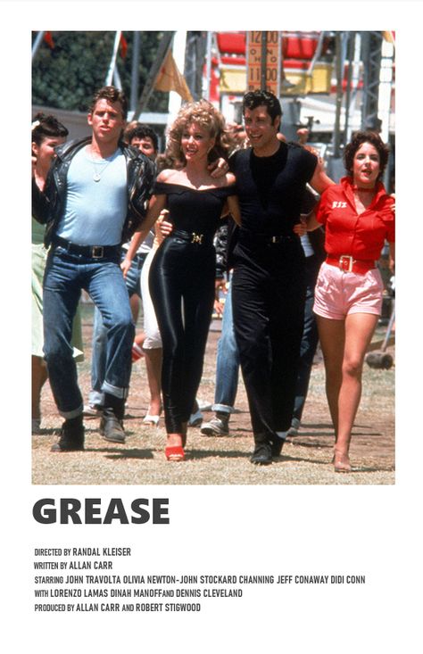 Grease Poster Aesthetic, Grease Minimalist Poster, Film And Series Poster, Grease Polaroid Poster, Movie And Series Posters, Aesthetic Movie Pictures, Movie Covers Aesthetic, Alternative Minimalist Movie Covers, Movie Photo Wall