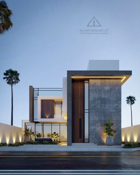 Front Facade House Ideas, Modern Villa Elevation Design, Modern Villa Elevation, Bathroom Clocks, Aesthetic Kitchen Design, Villa Facade Design, Door Design Entrance, Clocks Aesthetic, Villa Elevation