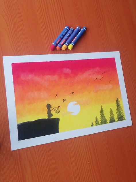 Sunrise Scenery, Oil Pastel Drawings, Pastel Drawing, Oil Pastel, Girl Drawing, Hello Everyone, To Draw, Step By Step, Pastel