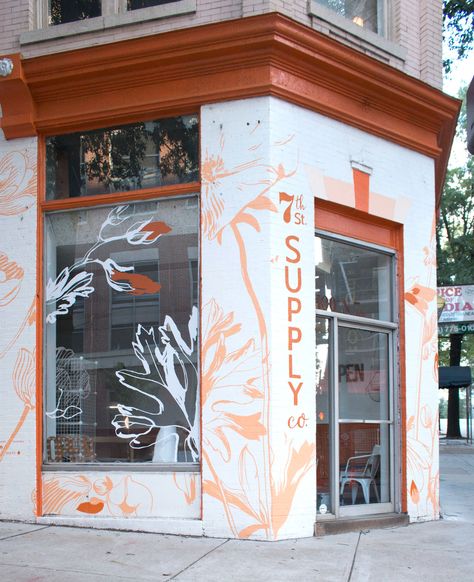 Boutique Store Front, Cafe Window, Window Mural, Storefront Design, Nest Design, Art Supply Stores, Storing Paint, Window Art, Furniture Art