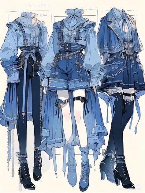 Bahasa Jepun, Dress Design Drawing, Art Outfits, Social Art, Blue Outfits, Personal Grooming, Fashion Drawing Dresses, Drawing Anime Clothes, Clothing Design Sketches