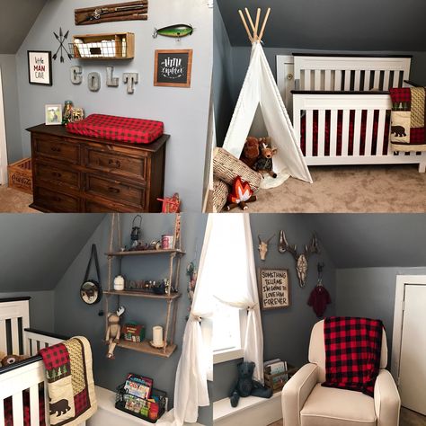 #boynursery #outdoors #hunting #babyboy #lumberjack #camping #teepee #hobbylobby #fishing Baby Nursery Boy, Change Tables, Lumberjack Nursery, Plaid Nursery, Baby Boy Decorations, Nursery Boy, Baby Boy Nursery, Boy Decor, Big Boy Room