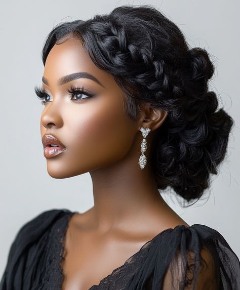 🌟 Vibrant Wedding Updos Braids Glamorous Braids Updo Hairstyle Wedding Updo Hairstyles, Black Women Wedding, Braids Updo, Bride Updo, Vibrant Wedding, Seamless Hair Extensions, Wedding Updos, Formal Hair, Hair Textures