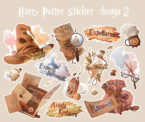 harry potter sticker design on Behance Harry Potter Aesthetic Stickers, Harry Potter Stickers Printable Free, Harry Potter Stickers Printable, Harry Potter Sticker Printable, Hogwarts Stickers Printable, Harry Potter Sticker, Hp Stickers, Scrapbook Stickers Printable Harry Potter, Harry Potter Design