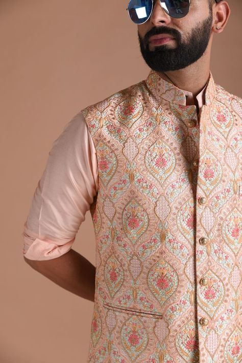 Indowestern Outfits For Men, Pink Jacket Outfit, Kurta Designs Men's, Suit For Men Wedding, Mens Traditional Wear, Indian Wedding Clothes For Men, Wedding Kurta For Men, Kurta Pajama Men, Gents Kurta Design