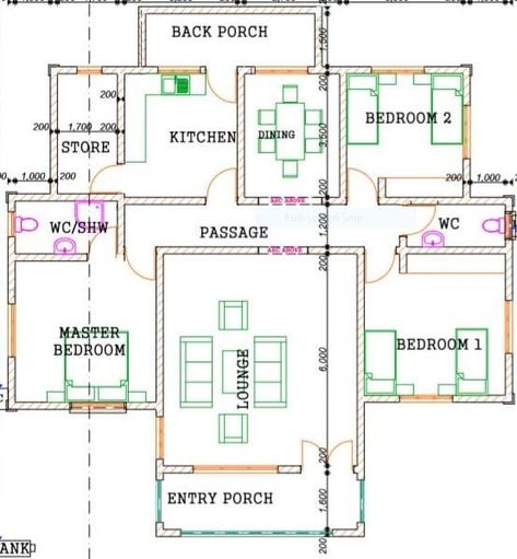 3bedroom House Plans Modern, Three Bedroom House Plan Simple, House Plans Without Garage, Simple 3 Bedroom House Plans, Simple 3 Bedroom House, Engineering Graphics, Cheap House Plans, 3 Bedroom House Plans, Bungalow House Floor Plans