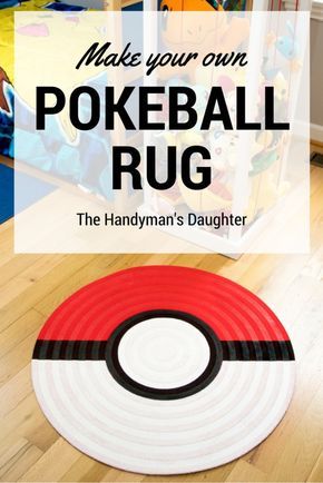 This pokeball rug is perfect for your little Pokemon trainer! Create this simple area rug for a Pokemon themed bedroom with a circular rug and fabric paint. Pokemon Themed Bedroom, Paint Kids Room, Diy Rug Ideas, Simple Area Rug, Pokemon Bedroom, Pokemon Decor, Pokemon Room, Circular Rug, Pokemon Diy