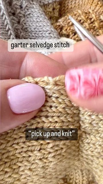 Rosemary (Romi) Hill on Instagram: "“Pick up and knit” is shown above. I write a garter selvedge stitch into all my patterns so it’s easier to get a clean line when you pick up for edgings. Here I’m picking up and knitting stitches for ribbing on my short-sleeved Colorica Cardigan! The sweater is in testing ✨ . Yarn from @anzulaluxuryfibers 🧶 . . . #knittingteacher #knitlove #knittinghowto #knittersofinstagram #knittersoftheworld #knittingtutorial #knittingdesign #knittingdesigner #knitdesign # Neat Edges In Knitting, How To Pick Up Stitches Around Neck In Knitting, Knitting Picking Up Stitches, Garter Rib Stitch, Garter Slip Stitch, Knit Edge, Straight Edge, Knit Stitch Patterns, Garter Stitch