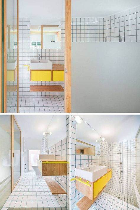 Frosted Glass Wall, Sunken Bathtub, Best Bathroom Colors, Interior Design Degree, Madrid Apartment, Sleek Bathroom, Narrow Bathroom, Micro Apartment, Creative Storage Solutions