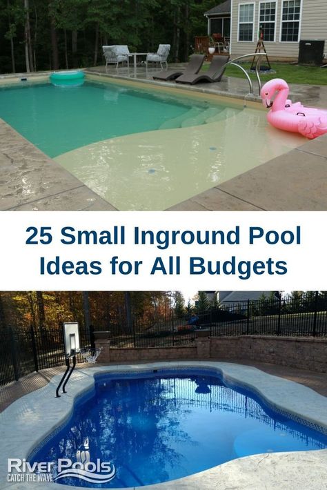 Pool Ideas For Small Backyards, Small Backyard Swimming Pool Ideas, Pool Ideas Small Backyards, Home Swimming Pool Ideas Outdoor, Small Inground Pools For Small Yards, Tiny Backyard Pool Ideas, Inground Pool Small Backyard, Pool Patio Ideas Inground, Small Pool Design Ideas Backyards