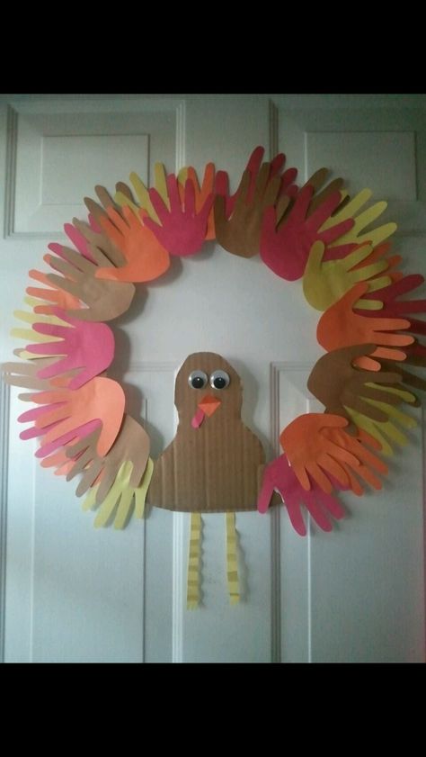 Hand print turkey wreath Turkey Wreath Craft For Kids, Easy Diy Thanksgiving Crafts, Hand Print Turkey, Thanksgiving Wreaths Diy, Turkey Crafts Kids, Diy Thanksgiving Crafts, Easy Diy Thanksgiving, Turkey Handprint, Thanksgiving Crafts Preschool