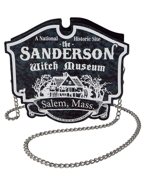 PRICES MAY VARY. Complete your Hocus Pocus Halloween costume with this officially licensed Sanderson Witch Museum crossbody bag. With plenty of room to hold your essentials and a long crossbody chain, this bag makes the perfect accessory for your Hocus Pocus style! Disney lovers, this officially licensed Hocus Pocus crossbody bag is a must-have! Wear this Sanderson Witch Museum bag on Halloween and on every other day of the year to show your love for the iconic Disney movie. Carry your phone, wa Hocus Pocus Halloween Costumes, Spirt Halloween, Witch Museum, Salem Mass, The Sanderson Sisters, Halloween Hocus Pocus, Horror Gifts, Spencers Gifts, Sanderson Sisters