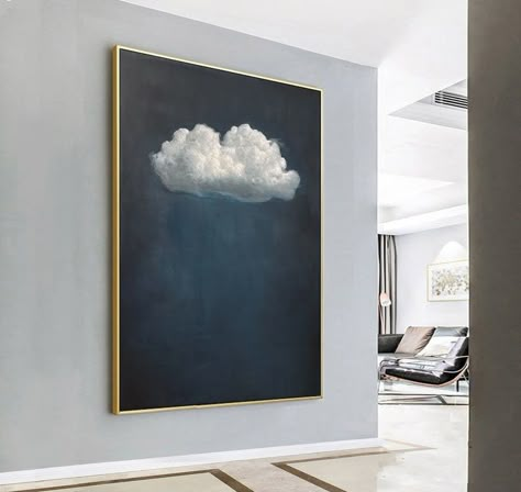 Indigo Art, Cloud Wall Art, Sky Wall Art, Abstract Oil Painting On Canvas, Sky Abstract, Night Sky Painting, Cloud Wall, Picture Frame Decor, Painting Minimalist