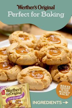 Dessert Aux Fruits, Soft Caramel, Caramel Cookies, Caramel Recipes, Cookie Party, Almond Cookies, Fun Baking Recipes, Food Dessert, Cookies Recipes Christmas