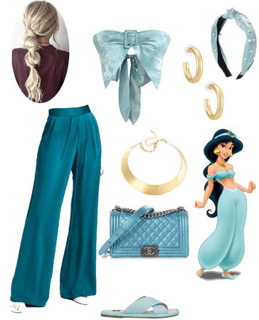 Disney Word Outfit Ideas, Jasmine Aesthetic Outfit, Jasmin Inspired Outfits, Princess Jasmine Aesthetic Outfit, Princess Jasmine Inspired Outfit, Aladdin Inspired Outfits, Jasmine Disney Outfit, Disney Characters Outfit Ideas, Jasmine Outfit Ideas