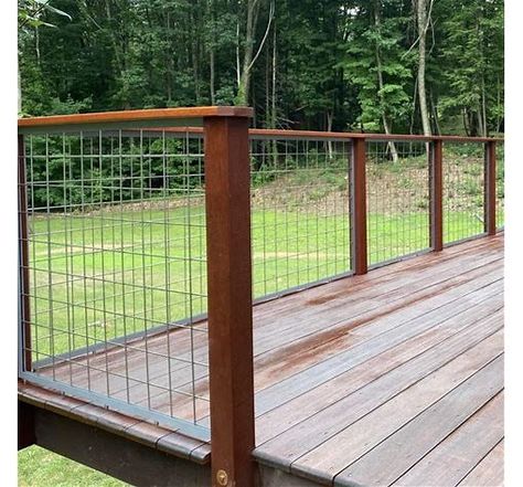 Wild Hog Raw Tahoe Stair or Fence Mesh Panel - Bing - Shopping Decks With Wire Railing, Wild Hog Railing, Deck Railing Diy, Wire Deck Railing, Big Cabin, Fence Mesh, Small Country Homes, Deck Railing Design, Metal Deck