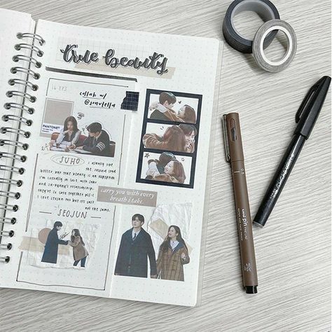 15 Aesthetic K -drama and K-Pop Bullet Journal ideas ! K Pop Journal, Aesthetic Journal Pages, Aesthetic K Pop, Ideas For Bullet Journal, Planning Aesthetic, 15 Aesthetic, Scrapbook Fonts, Bullet Journal Ideas, Bullet Journal Aesthetic