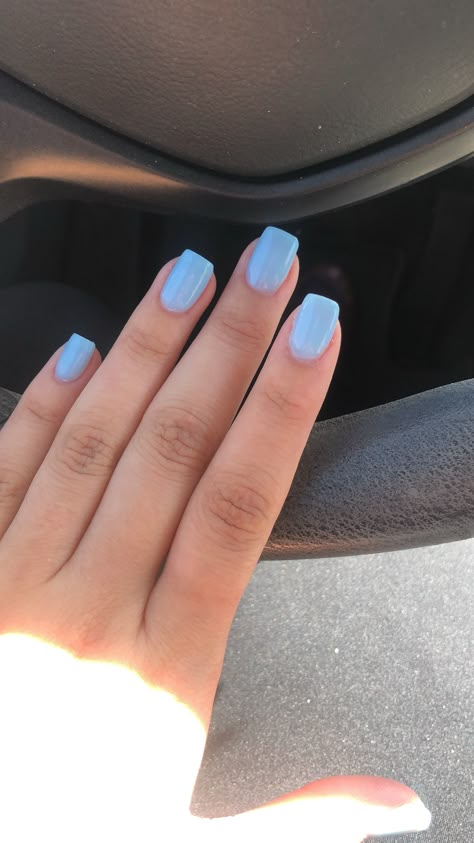 Color is SNS DIP POWDER NU6 One Color Dip Nails, August Dip Nail Colors, Solid Dip Nail Colors, Light Blue Sns Nails, Sns Dipping Powder Nails Blue, Light Blue Dip Nail Ideas, Solid Color Dip Nails, Blue Powder Dip Nails, Sns Nails Blue