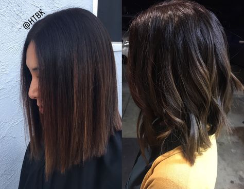 Short Black Hair Balayage Straight, Brown Hair Subtle Highlights, Medium Hair Highlights, Black Hair Caramel Highlights, Highlight Bob, Dark Brown Hair Balayage, Dark Ombre Hair, Hair Color Pictures, Highlights For Dark Brown Hair