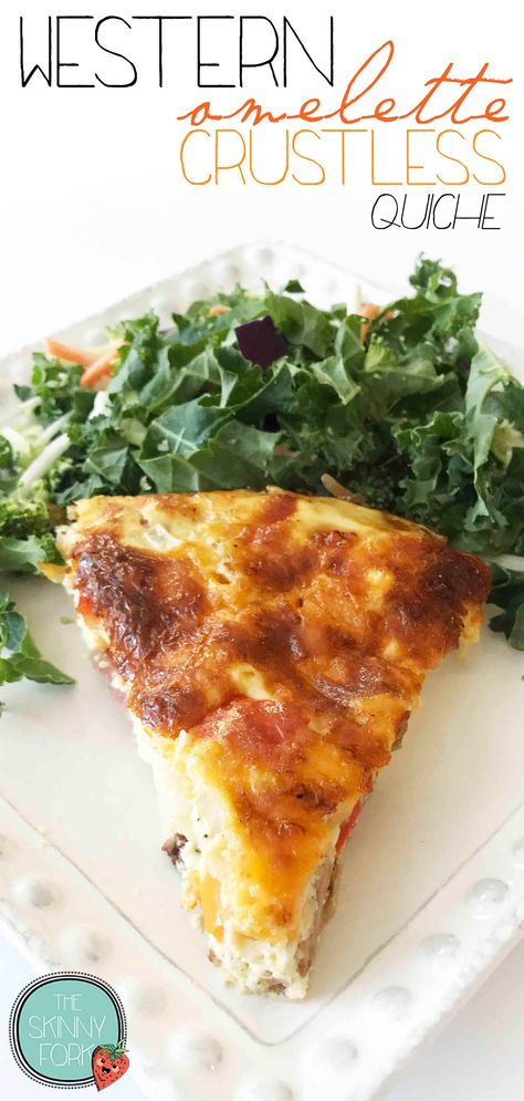 Western Omelette Crustless Quiche — The Skinny Fork Western Quiche, Quiche Crustless, Western Omelette, Recipes Smoothies, Breakfast Quiche, Crustless Quiche, Healthy Breakfasts, Quiche Recipes, Bell Peppers