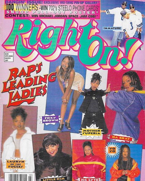 80s 90s 00s on Instagram: “Right on! March ‘97 ❤️🤞🏾 . . . . . . #foxybrown #mothersuperia #dabrat #laurynhill #lilkim #mclyte #yoyo #immature #702 #righton…” Mc Lyte, Look 80s, Photographie Indie, Foxy Brown, Lil Kim, Space Poster, Art Collage Wall, A Magazine, Room Posters