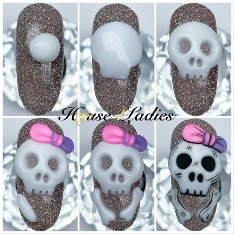 3d Skull Nails, Halloween 3d Nail Art, Halloween Nails 3d Art, 3d Halloween Nail Art, Voodoo Doll Nails, Halloween 3d Nails, Skull Nails Acrylic, Uñas Halloween 3d, Halloween Nails 3d