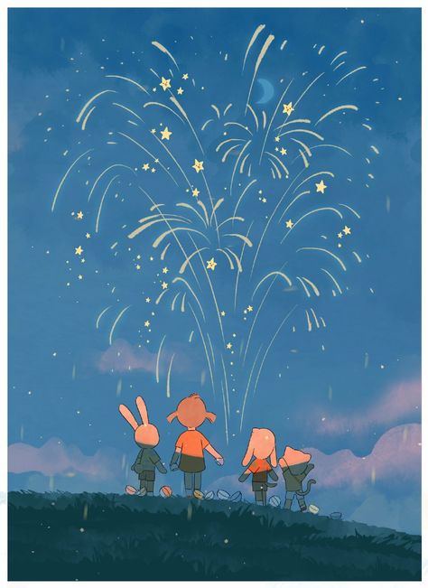 How To Draw Fireworks, 카드 디자인, Book Illustration Art, Animal Wallpaper, Editorial Illustration, Disney Wallpaper, Children Illustration, Book Illustration, Acrylic Painting Canvas