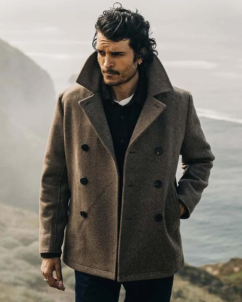 Brown Wool Coat Outfit Men, Brown Peacoat Outfit Men, Men’s Peacoat, Peacoat Men Outfits, Men Peacoat Outfit, Mens Peacoat Outfit, Peacoat Outfit Men, Sports Portfolio, Men Peacoat